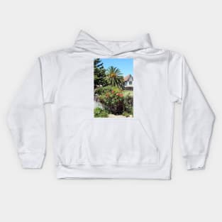 Climbing Rose Bush and Palm Tree Solvang California Kids Hoodie